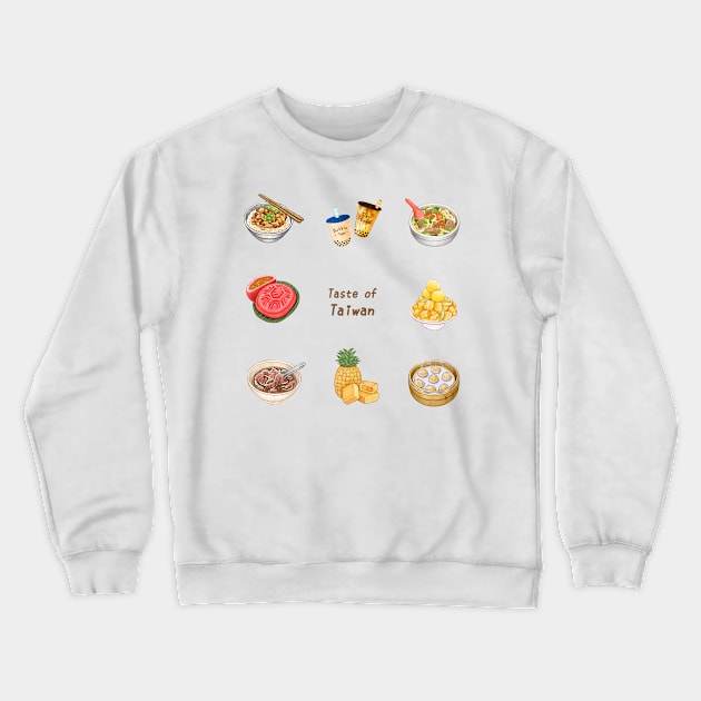 Taiwanese Food Illustration Crewneck Sweatshirt by Rose Chiu Food Illustration